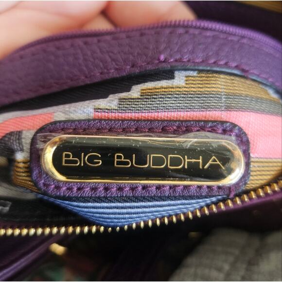 Big Buddha Quilted Purple Velvet Studded Crossbody Purse - Picture 13 of 13